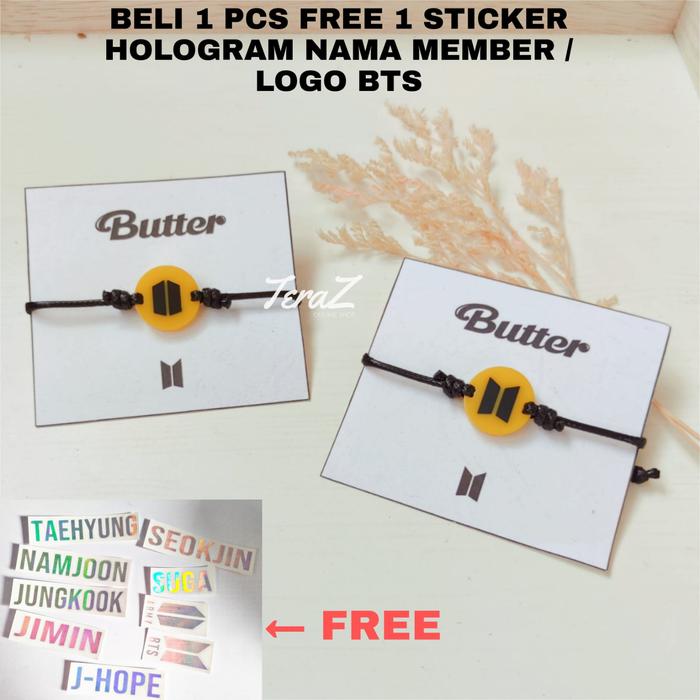 GELANG LOGO B.T.S ARMY BUTTER (BUY 1 GET 1 STICKER HOLOGRAM NAMA BTS )