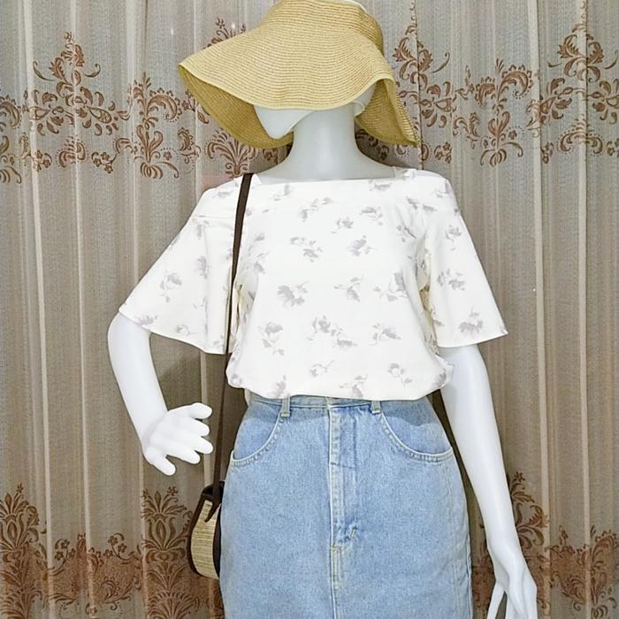 ATASAN SABRINA FLOWER BLOUSE KOREAN STYLE THRIFT SHOP PRELOVED MURAH