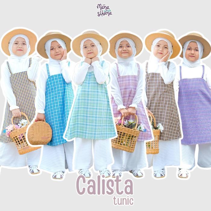 Calista Tunik Anak Original by Manasikana Blouse Motif Kotak-Kotak