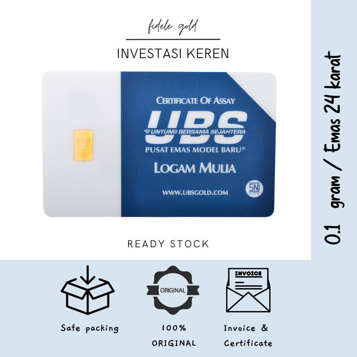 Logam Mulia UBS 0,1 gram emas asli 24 Karat Souvenir THR 999 toko emas