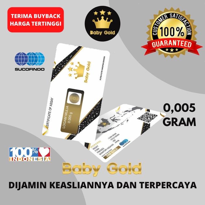 Emas dijamin ORIGINAL mini babygold 0,005 gram mini gold mini gram