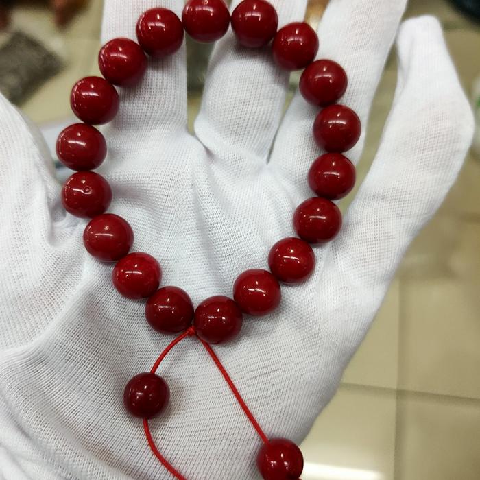 gelang mustika marjan darah delima red