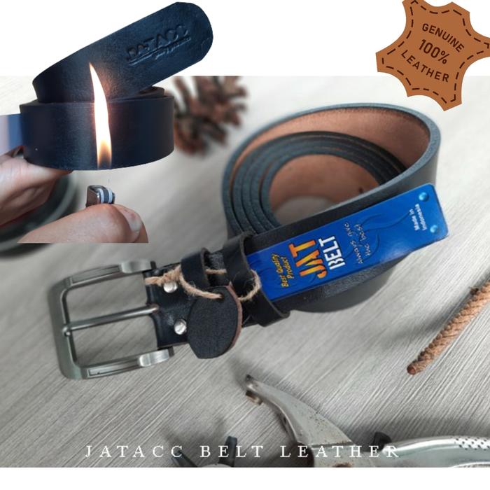 JATACC Belt Leather Ikat Pinggang Pria Kulit Asli KLT 45 Hitam Gesper Anti Karat Super Tebal Bergara