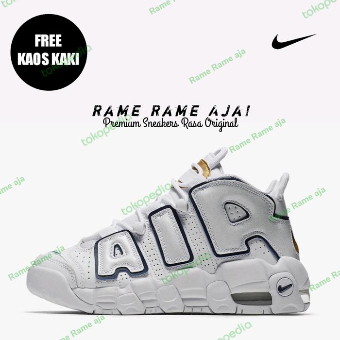 Sepatu Uptempo More White Navy Gold