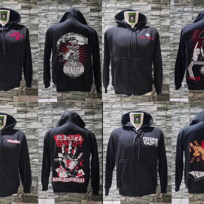 SWEATER ZIPPER BAND SI BUNGA HITAM