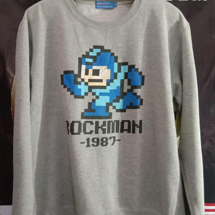 Vintage Crewneck, - ROCKMAN CAPCOM Ltd SEGA JAPAN GAME CHARACTERS -