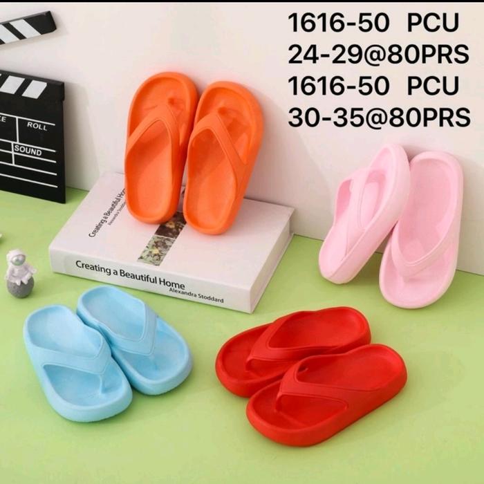 SANDAL JEPIT JELLY ANAK UNISEX POLOS 1616 EMPUK SIZE 24-29