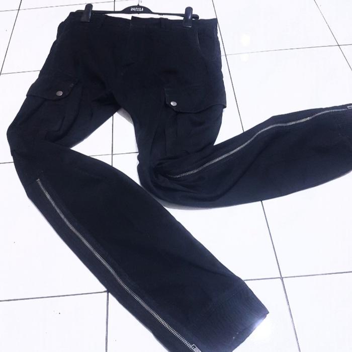 JOGER PANTS CARGO ZIP DIESEL BLACK ORI NOT STONE ISLAND BALMAIN CP