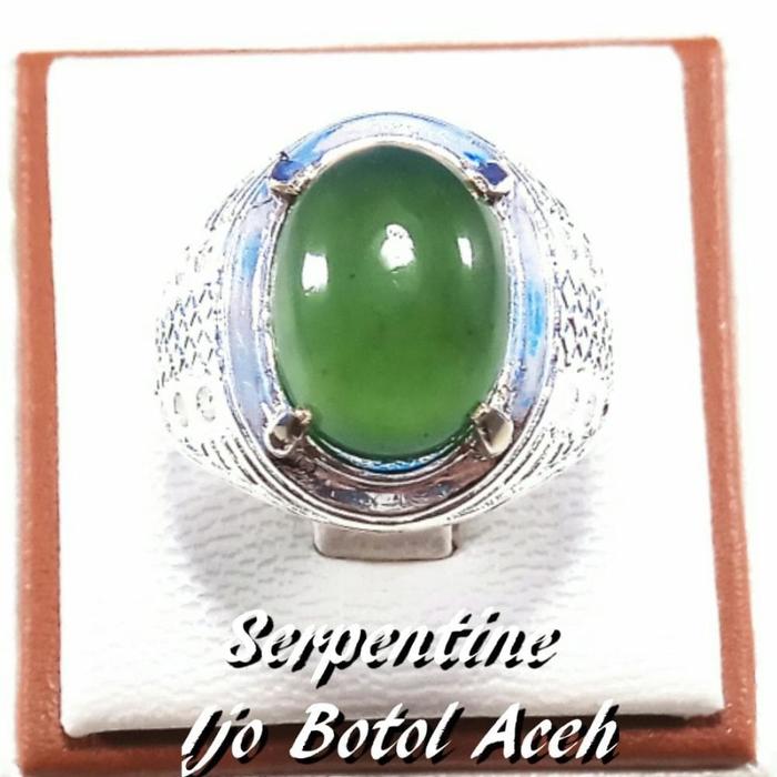 CINCIN BATU AKIK NATURAL SERPENTINE IJO BOTOL ACEH HIJAU MANTAP