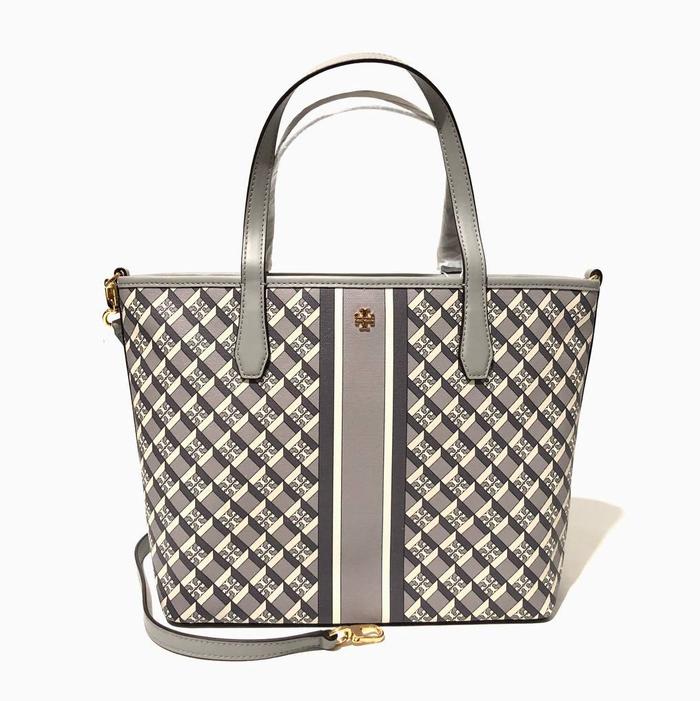 TAS TB GEO LOGO MINI TOTE ZIP GEO STRIPE GREY