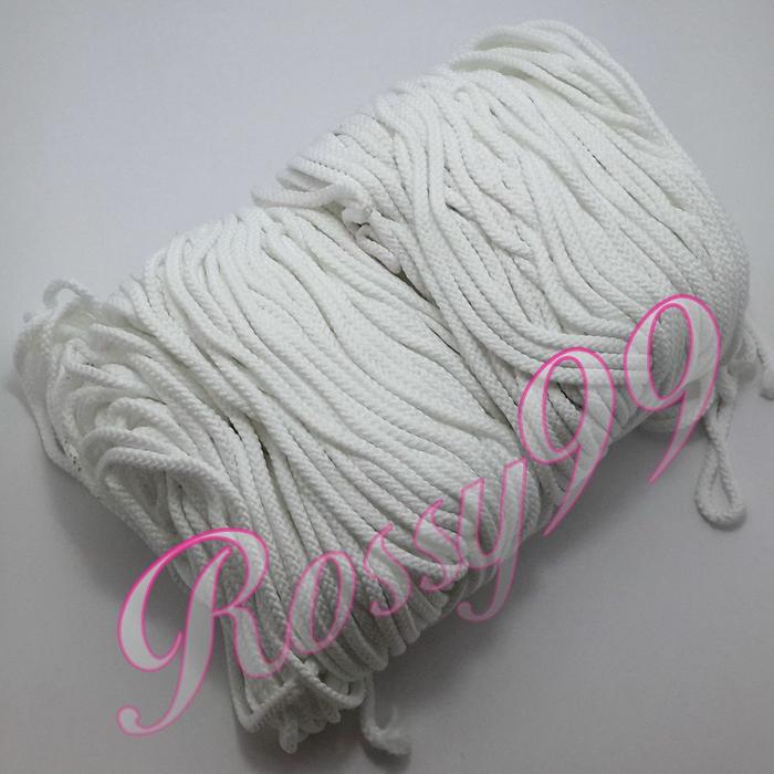 Tali Kepang Polyester Putih 5mm Souvenir Bahan Craft Tali Serut Gantungan Tas Paper Bag
