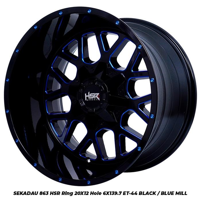 velg mobil FG SEKADAU 863 HSR R20X12 H6X139,7 ET-44 BK/BLUE COATING