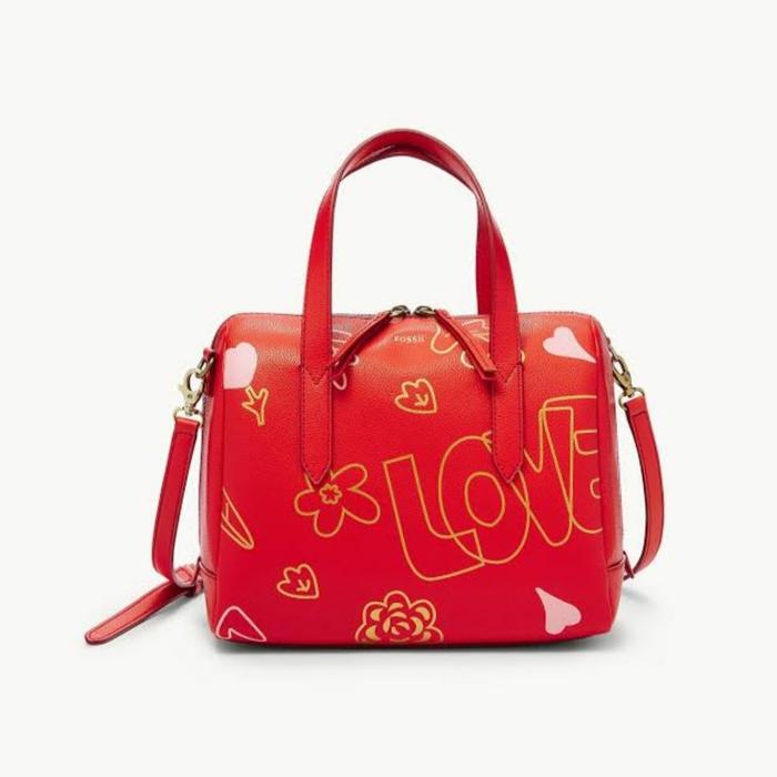 Tas Fossil Sydney Satchel Love Red