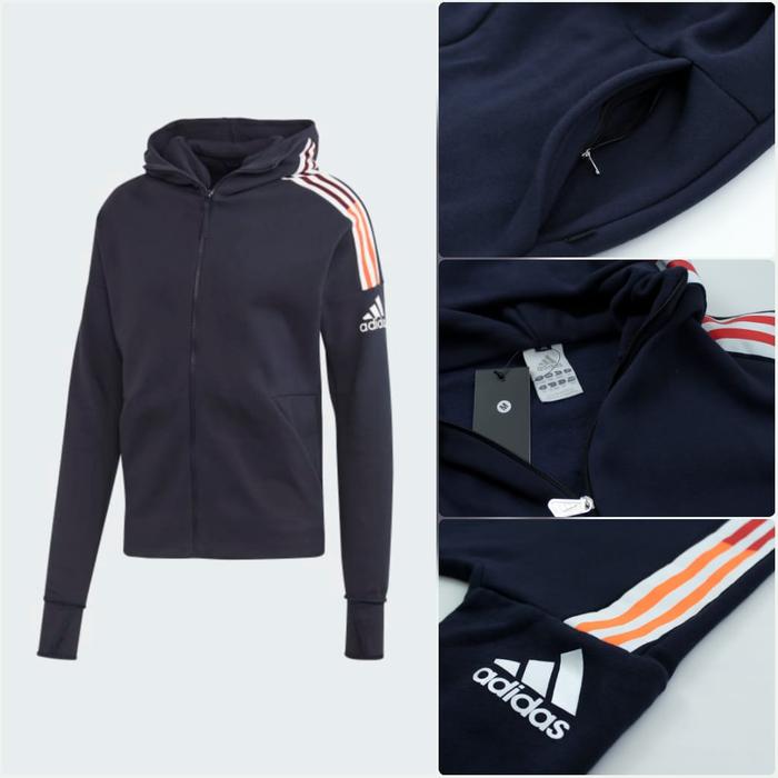 JAKET HOODIE PRIA ADIDAS ZNE WOVEN NAVY FULL ZIPPER GRADE ORIGINAL