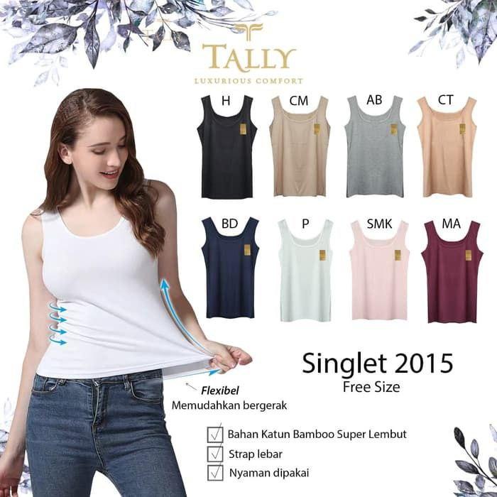 Camisol Tally Tali Lebar, Tanktop Tally Bahan Katun Bamboo