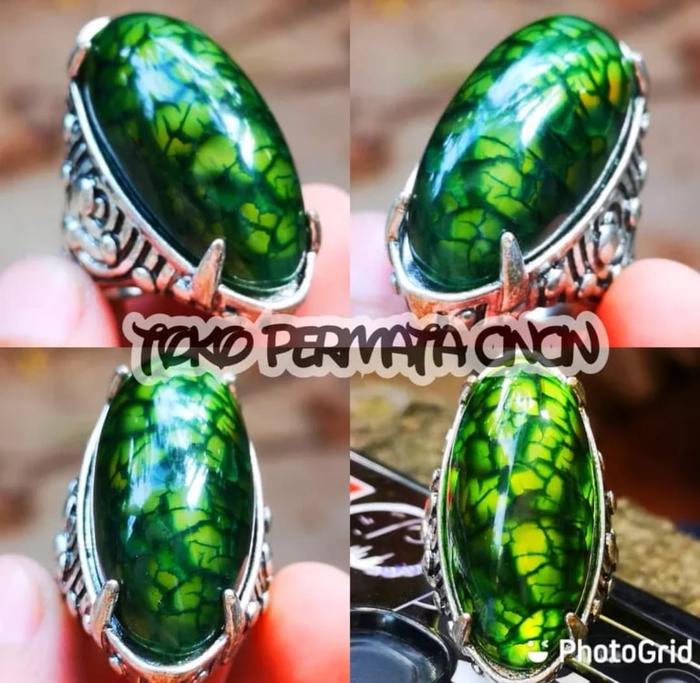 Batu akik asli pandan hijau sisik naga