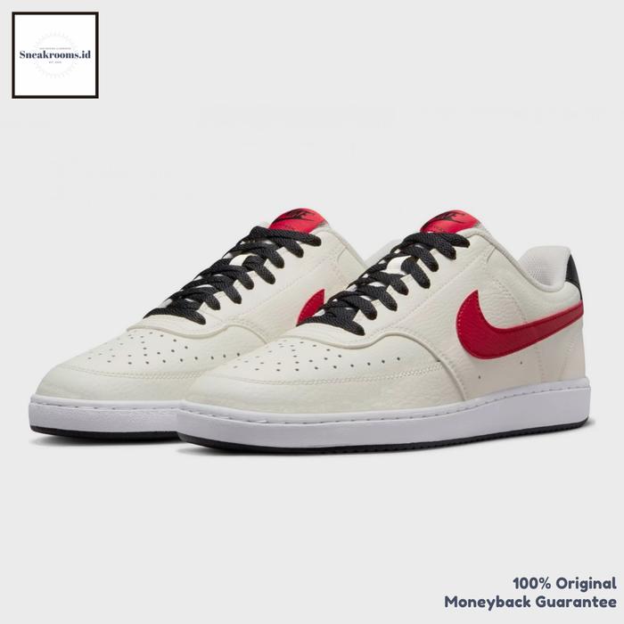 Sepatu Sneakers / Nike Court Vision Low White Red Black / Original