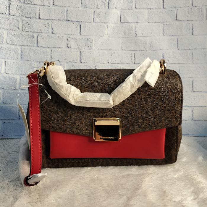 TAS WANITA MK LITA MEDIUM SHOULDER BAG SIGNATURE FLAME