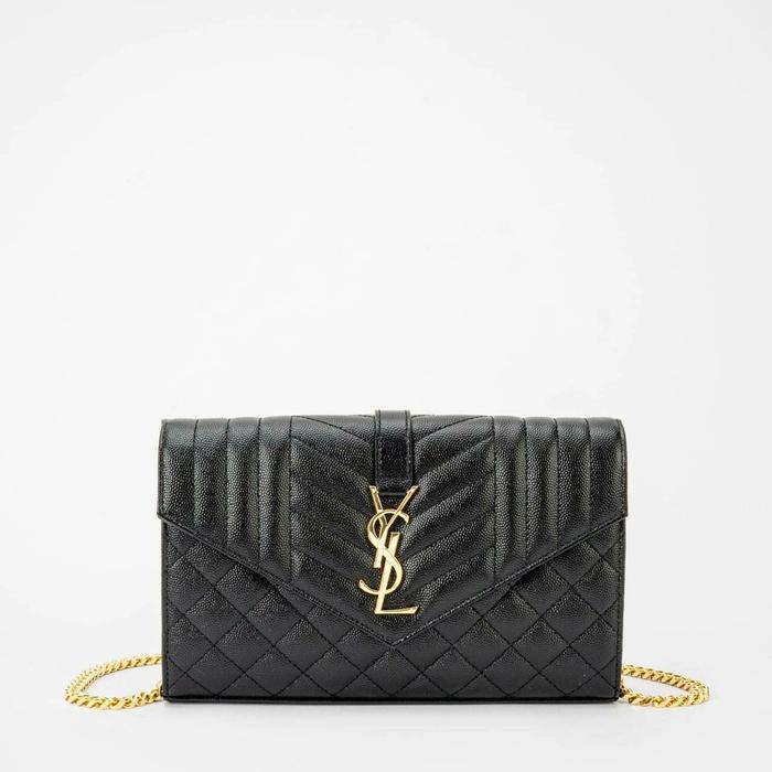 YSL Envelope WOC 22cm Mix Matelasse Bag Black GHW