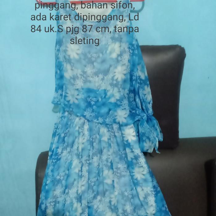 dress sifon biru laut