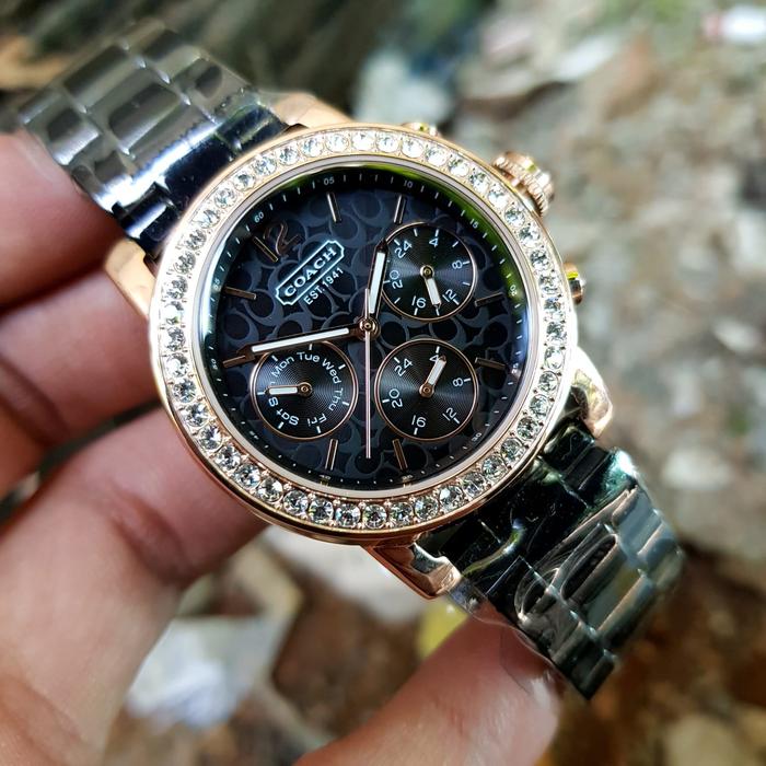 Jam Tangan Wanita Coach Original All Steel Black
