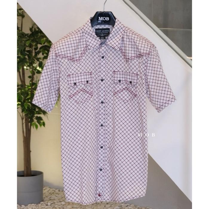 Kemeja Cody James Kaleidoscope White Red Geo Print Original