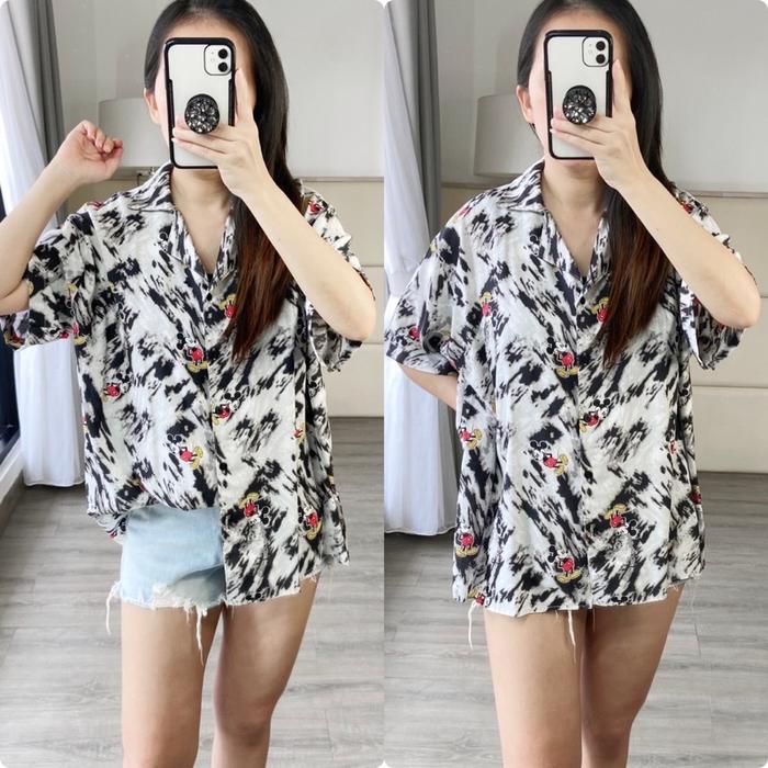 BM - Atasan Blouse Wanita Tie Dye Mickey Rayon Top MKO