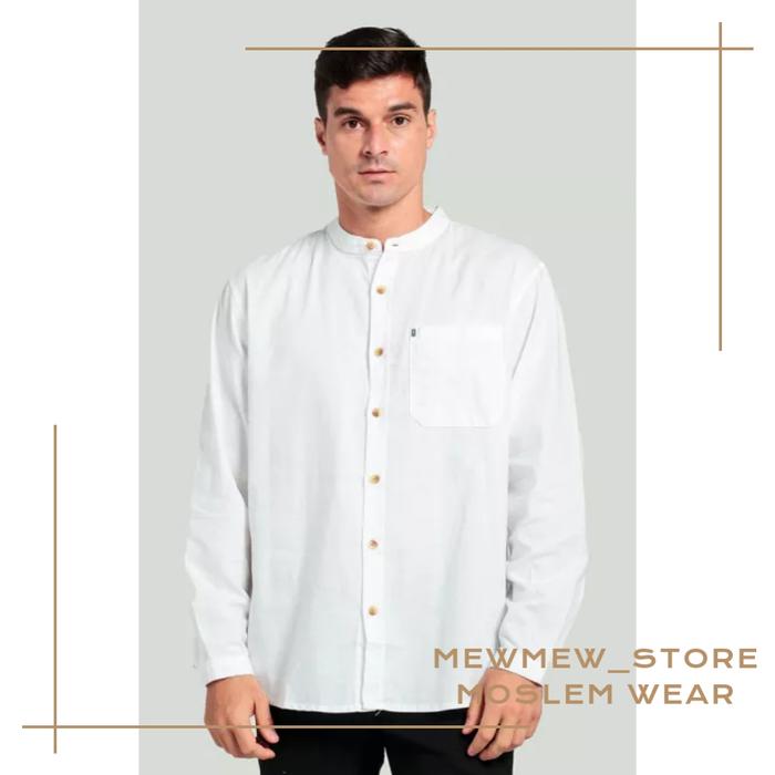 Baju Koko Pria Dewasa Muslim Putih Lengan Panjang MGEE AUTUS C049