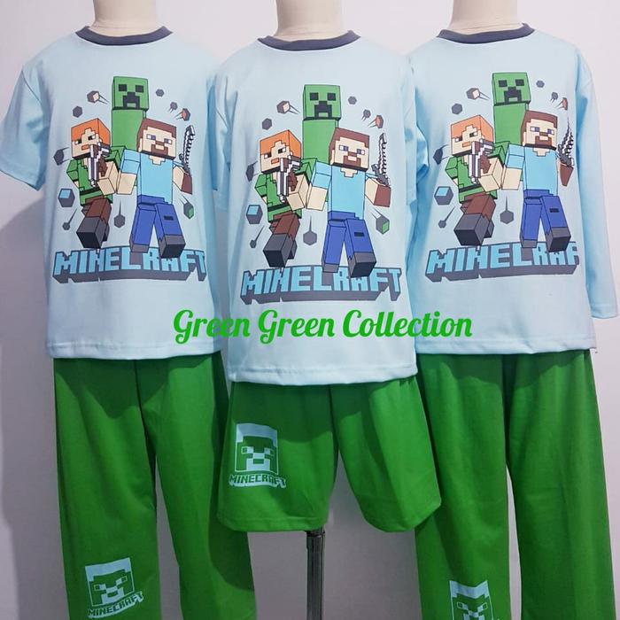 piyama minecraft biru