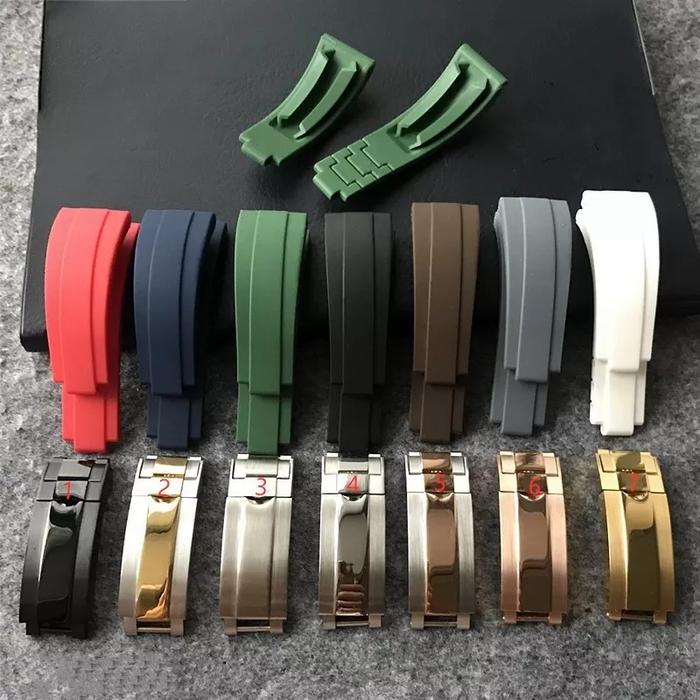 Strap Tali Jam Tangan Rolex Daytona GMT President 20mm Rubber + buckle