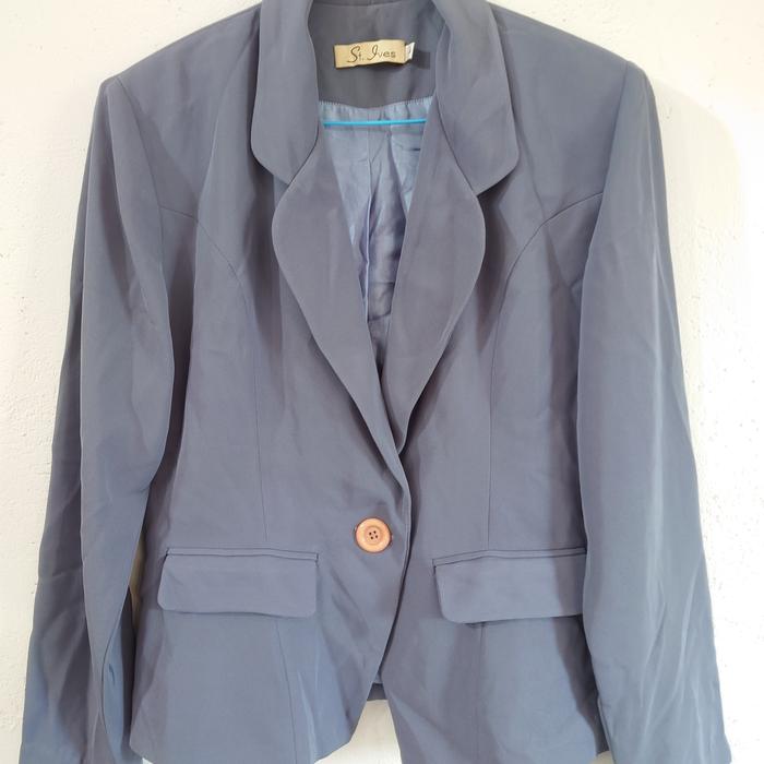 Blazer wanita perempuan sy yves abu ungu (D)