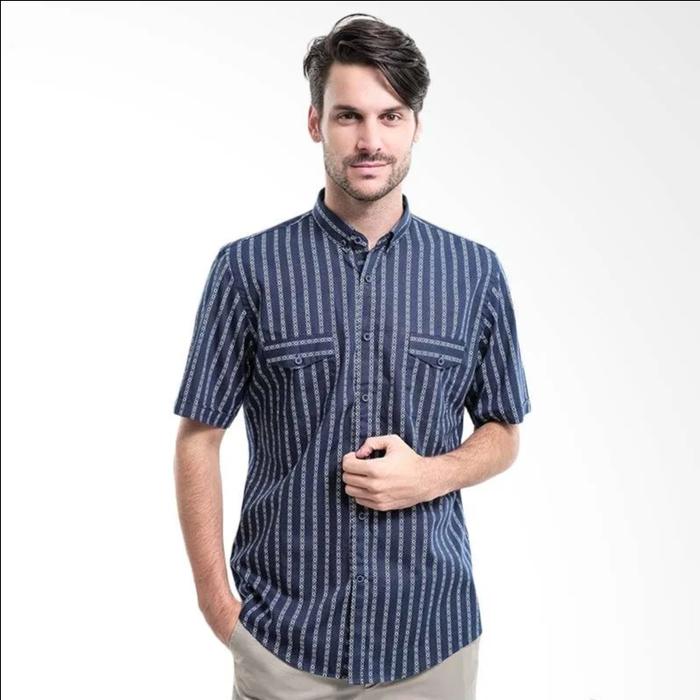 Manly Suprem Slim Fit Pattern Kemeja Pria Lengan Pendek
