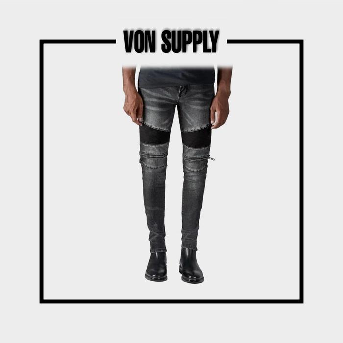 Rucas Season 6 New Perspective - Zipper Black Biker Jeans