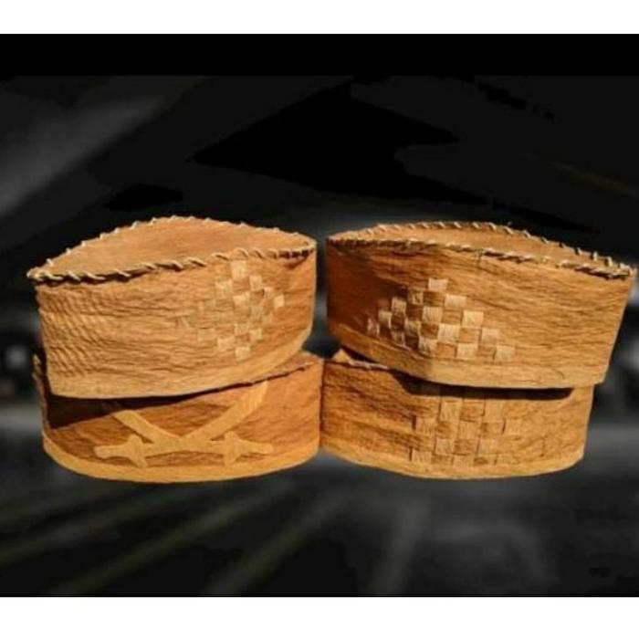 Peci Kulit Kayu Honai Papua Songkok Habib Bahar Lantung Leather Wood