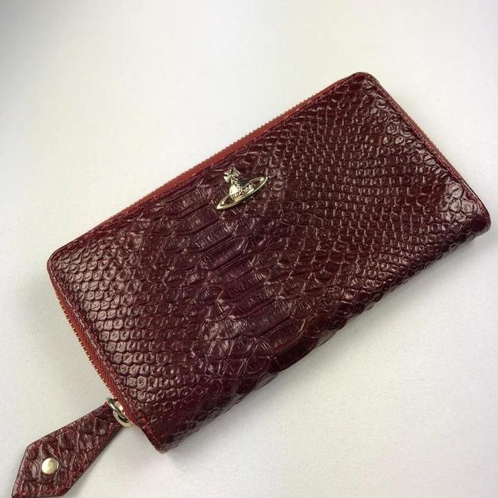 Brand New - Vivienne Westwood Snake Skin Zip Round Wallet Apuka (Red)
