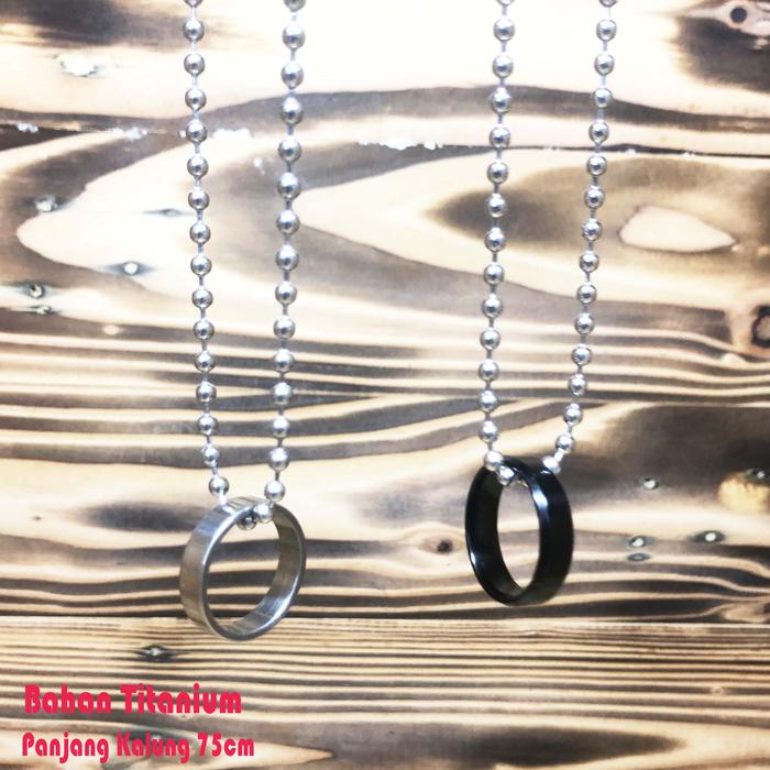 Kalung Pria Monel Liontin Cincin Stenlis Stell Kalung Besi Putih