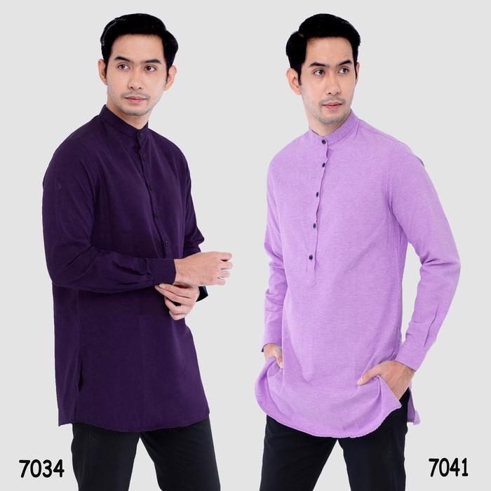 EKSLUSIF Baju Kurta Lilac Purple Kemeja Koko Kurta Pria Dewasa Premium