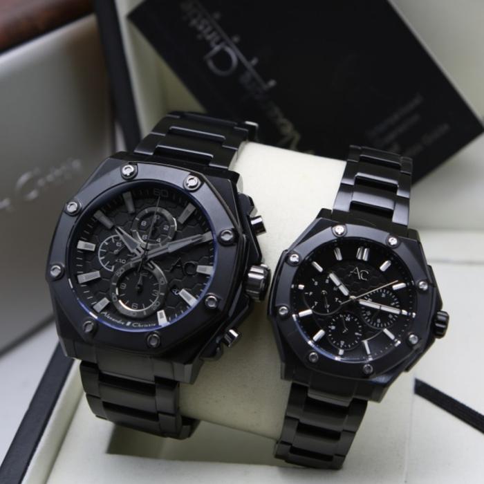 Jam Tangan Couple Alexandre Christie Original AC9601 Black