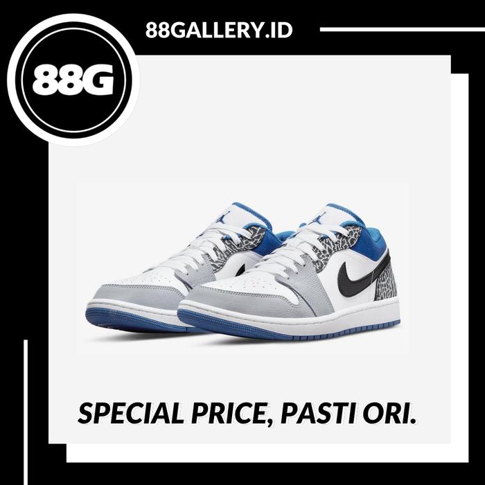 Air Jordan 1 Low True Blue Elephant Print 100% Original