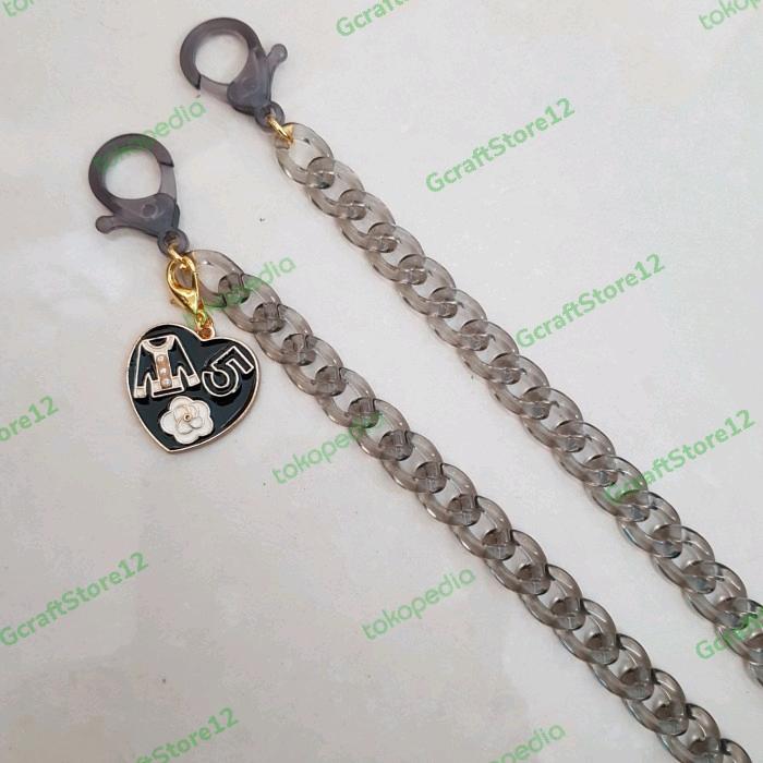 kalung masker rantai pipih kecil - tali masker rantai kerang - hitam