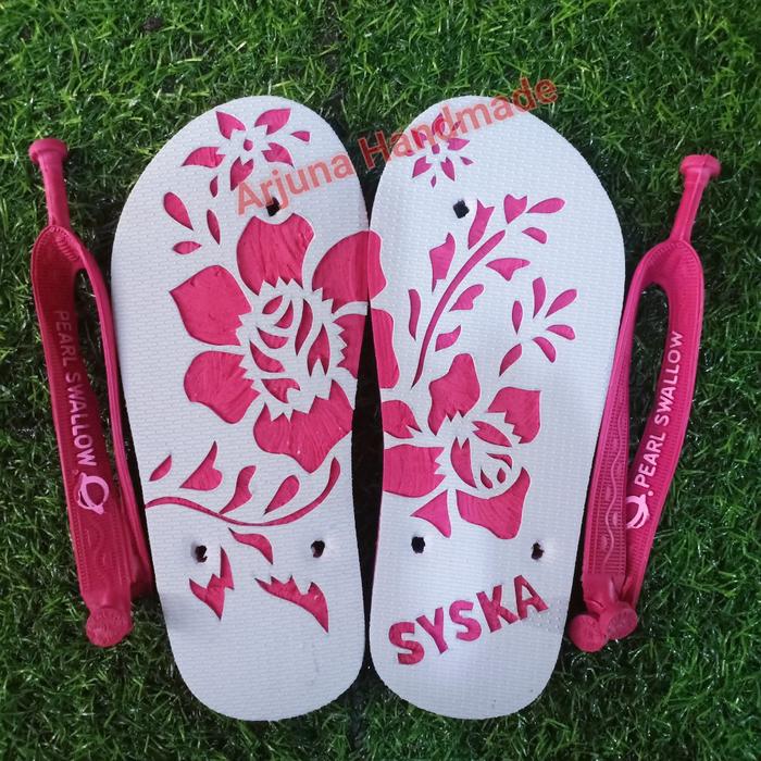 sandal motif bunga sendal ukir swallow bisa request