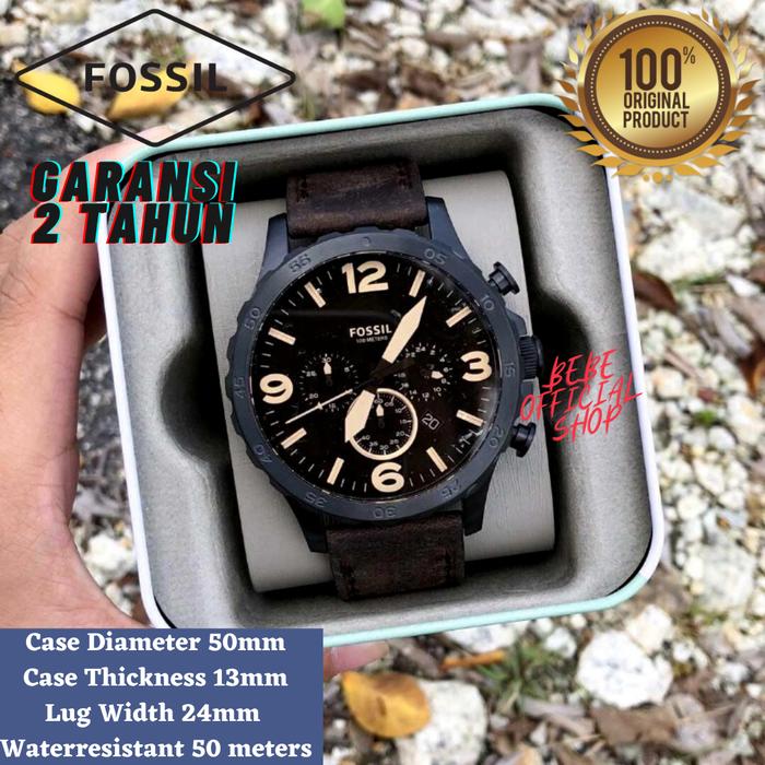 [ORIGINAL] Jam Tangan Pria Fossil JR1487 Chronograph Brown Leather