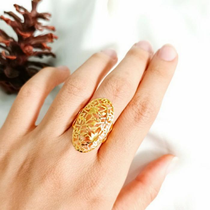 Cincin Emas asli model kupu permata putih Kadar 875 Emas 23 karat