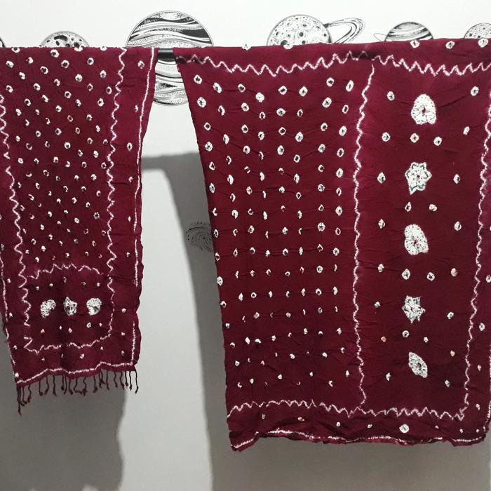 kain batik jumputan dodot kemben siraman set kain selendang marun