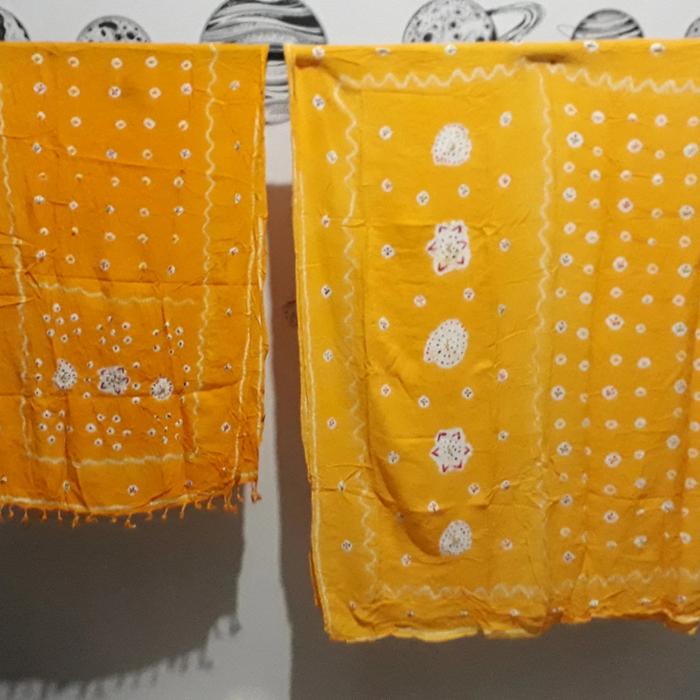kain batik jumputan dodot kemben siraman set kain selendang kuning