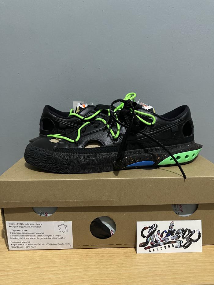 Off White x Nike Blazer Low Black Electro Green ORIGINAL