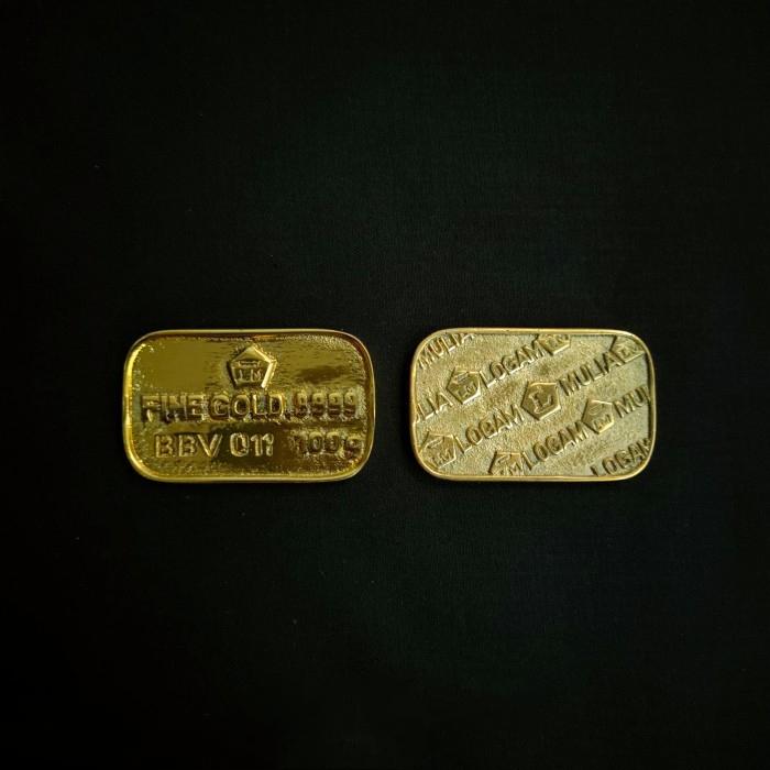 Miniatur Emas Batangan Kuningan 999.9 Logam Mulia 100 gram