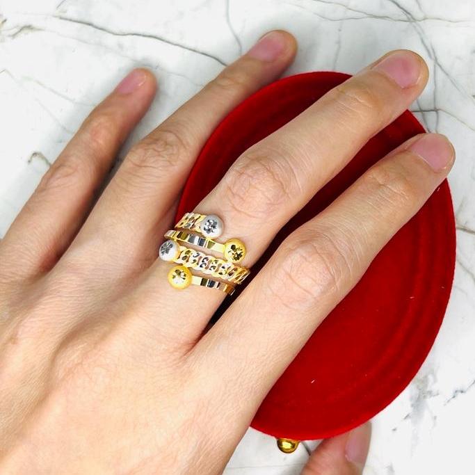 DDCC244 Cincin Ring Tinju Bola 3 Colour UBS Gold 2.840gr 70% 16K No.12