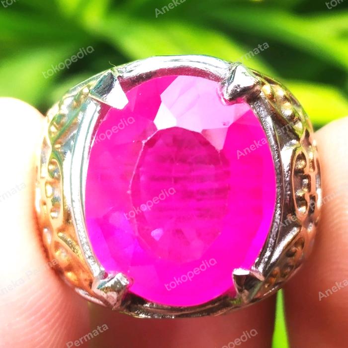 Cincin Titanium Batu Akik Merah Rose Pink Quartz Top Crystal