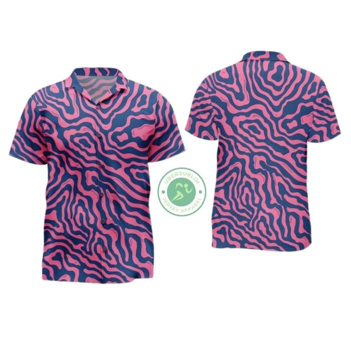 Kemeja Shirt Psychedelic Magenta Lengan Pendek Dewasa Full Print